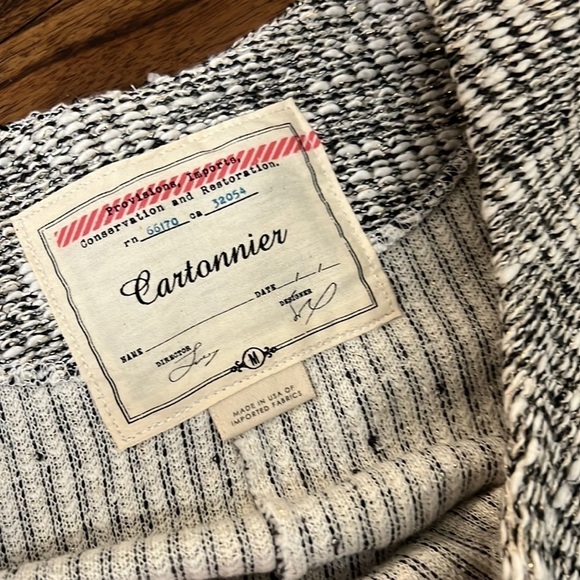 Anthropologie Cartonnier Sweater Glimmered Metallic Tweed Knit snap closure Med - Picture 13 of 13